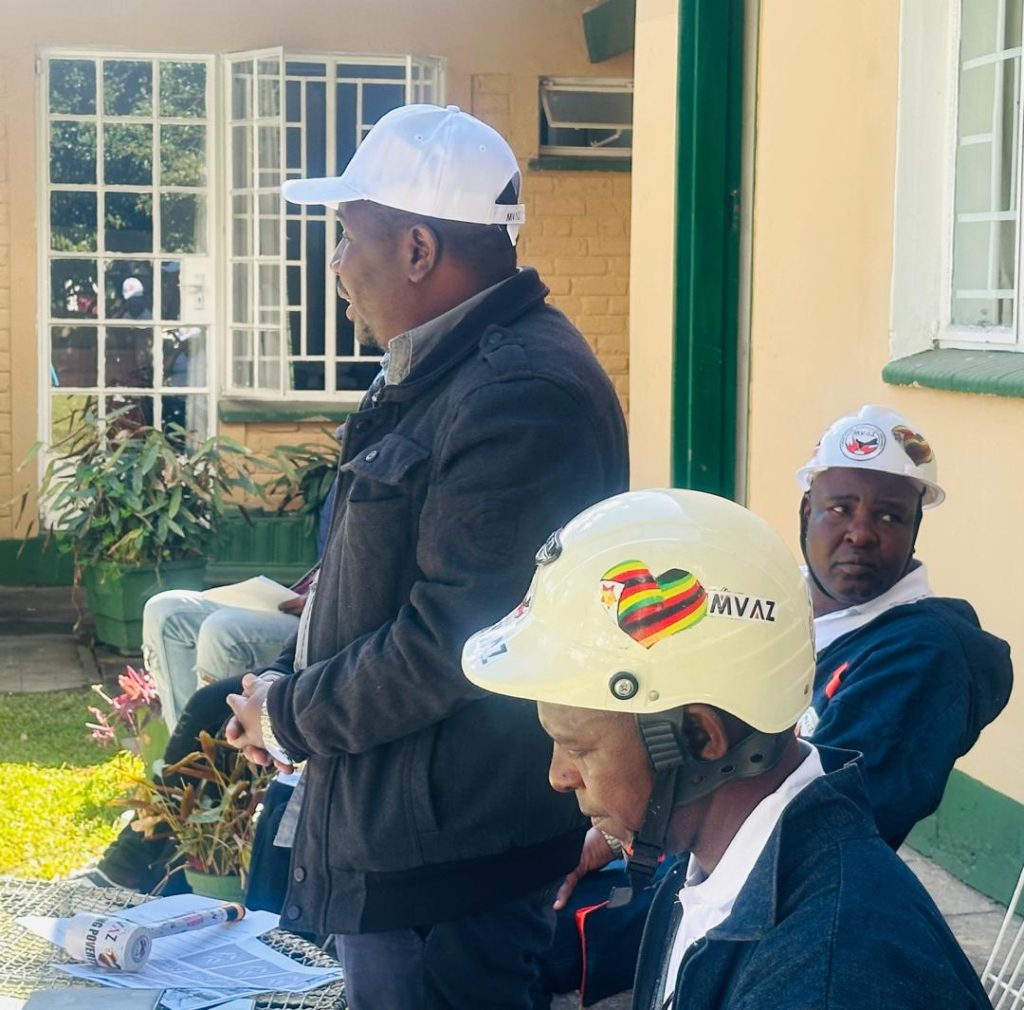 Mr Masukume addressing landmine victims in Mutare